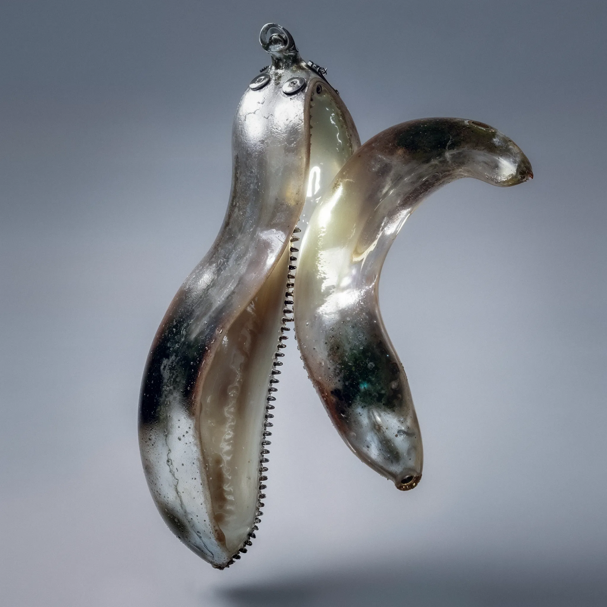 AI-image / Digital Art: A surreal silver metal objact, digital art