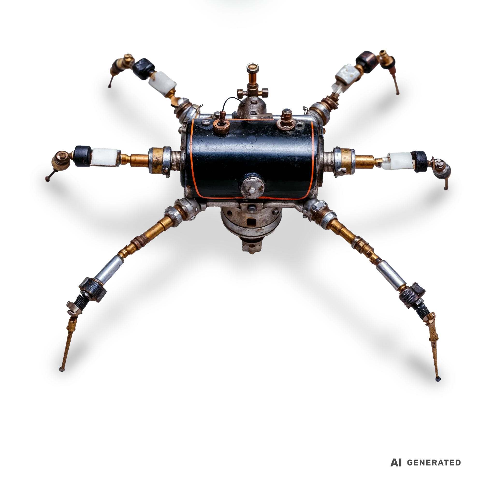 AI generated image / Digital Art: A small spider-robot object
