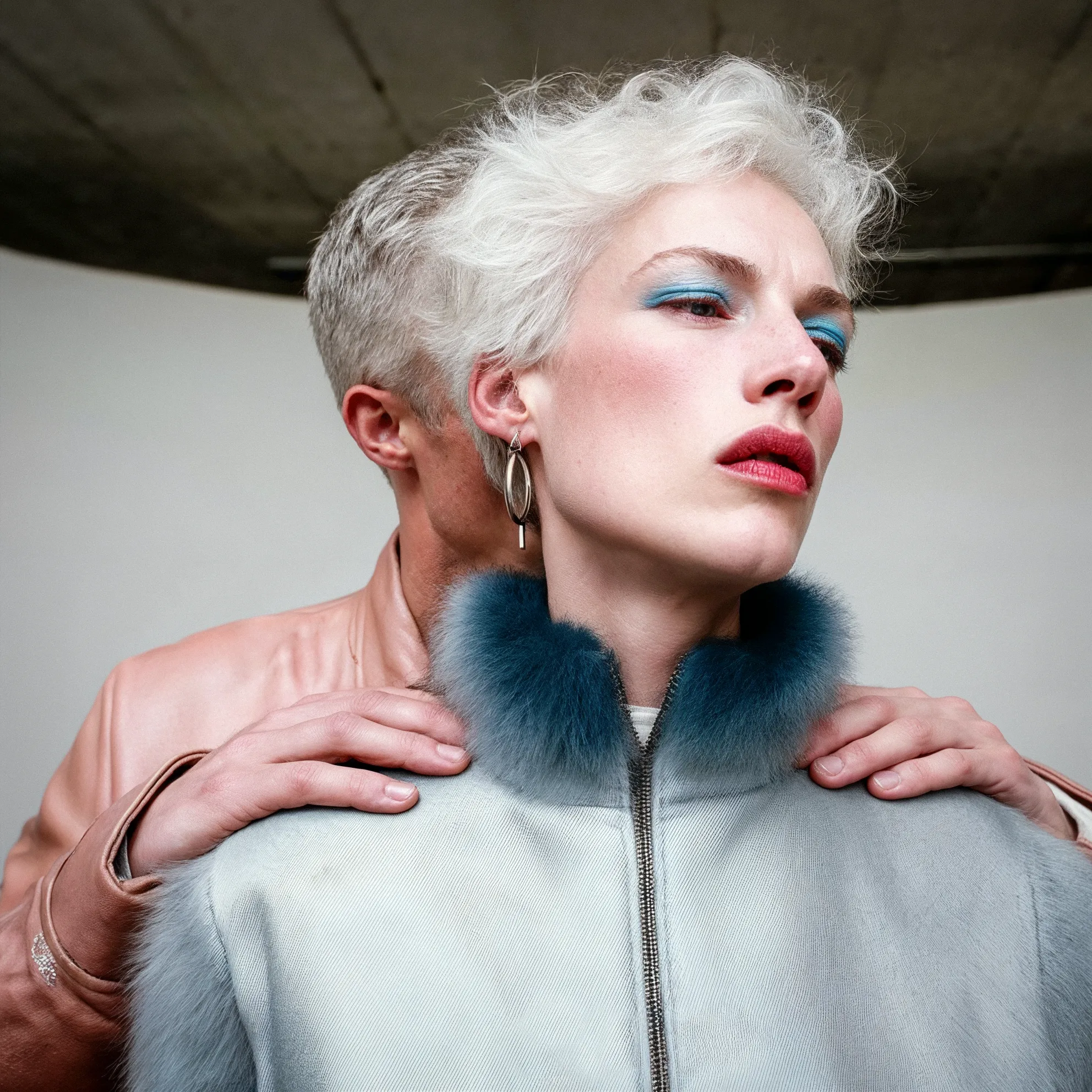 Text to Image, abstract AI-Fashion-Photo of a walking man in elegant suit, radiant colours, light leak effect