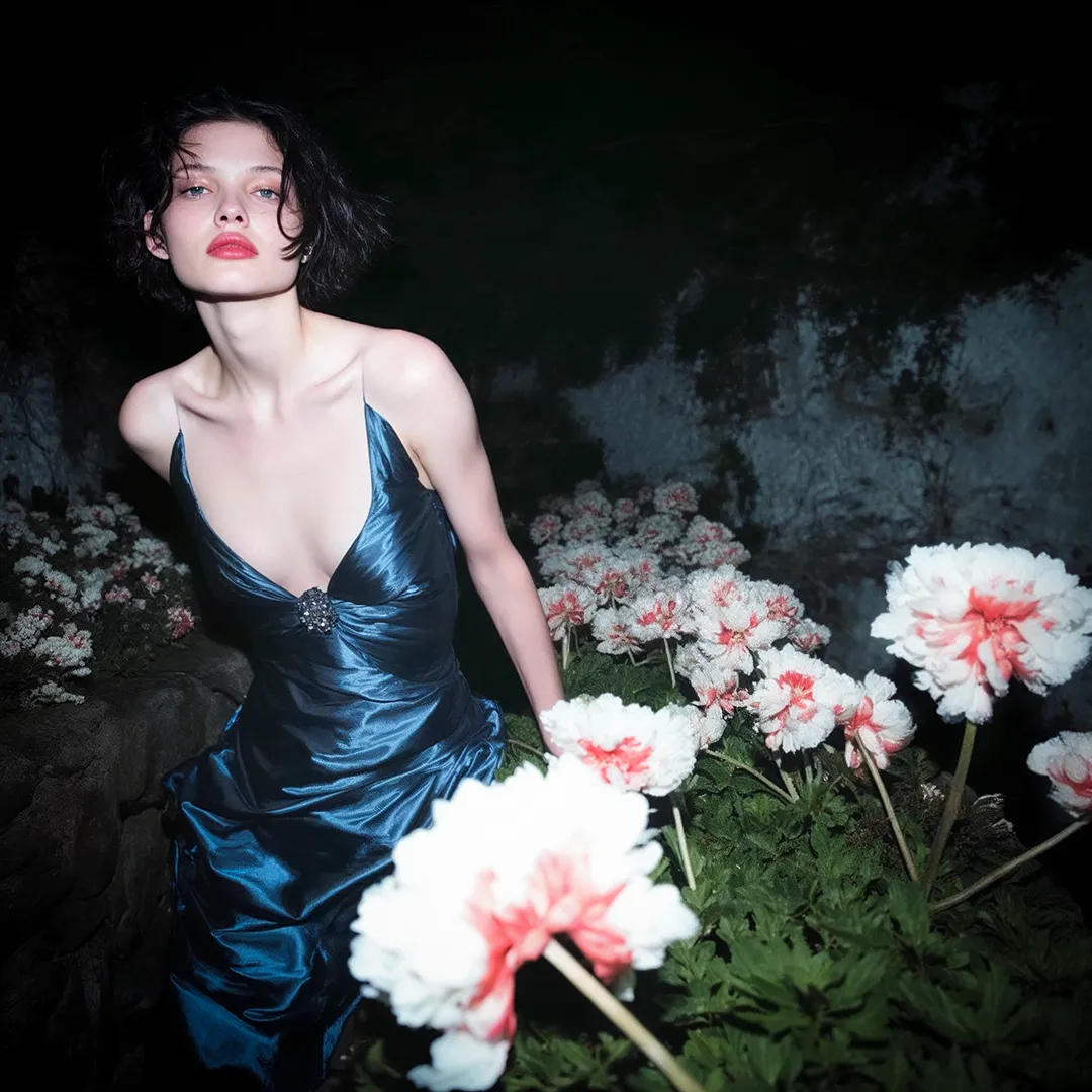 Text to Image, abstract AI-Fashion-Photo of a walking man in elegant suit, radiant colours, light leak effect